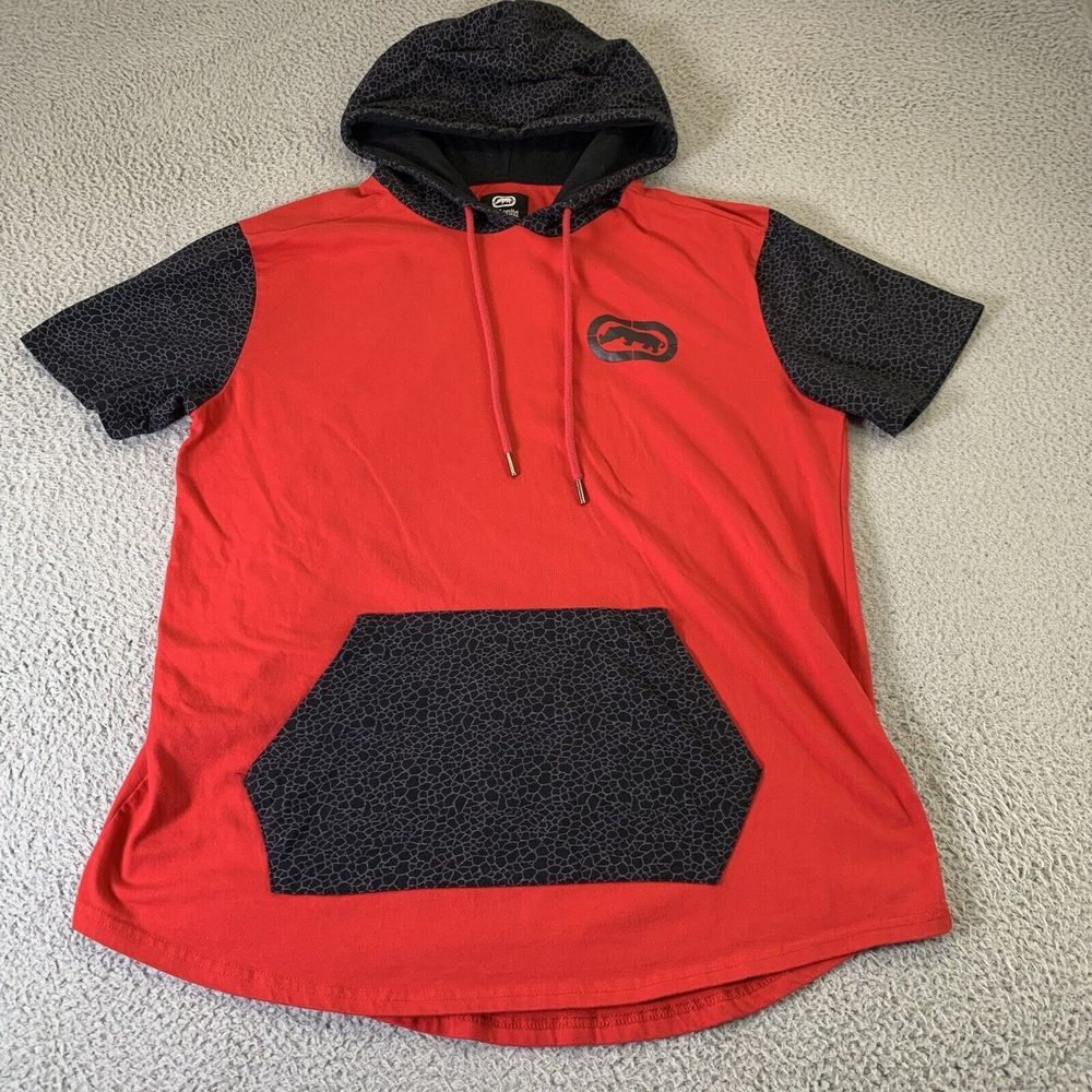 Ecko Untld Hooded Shirt‎ Mens XL Drawstring Center Pocket Cement Hooper Hip Hop